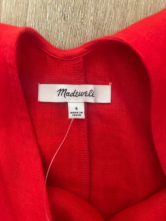 Madewell Bold Red Linen Scoop-Neck Dress *NWT* - Picture 4 of 5
